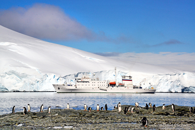 The ship Akademik Sergey Vavilov in Antarctica